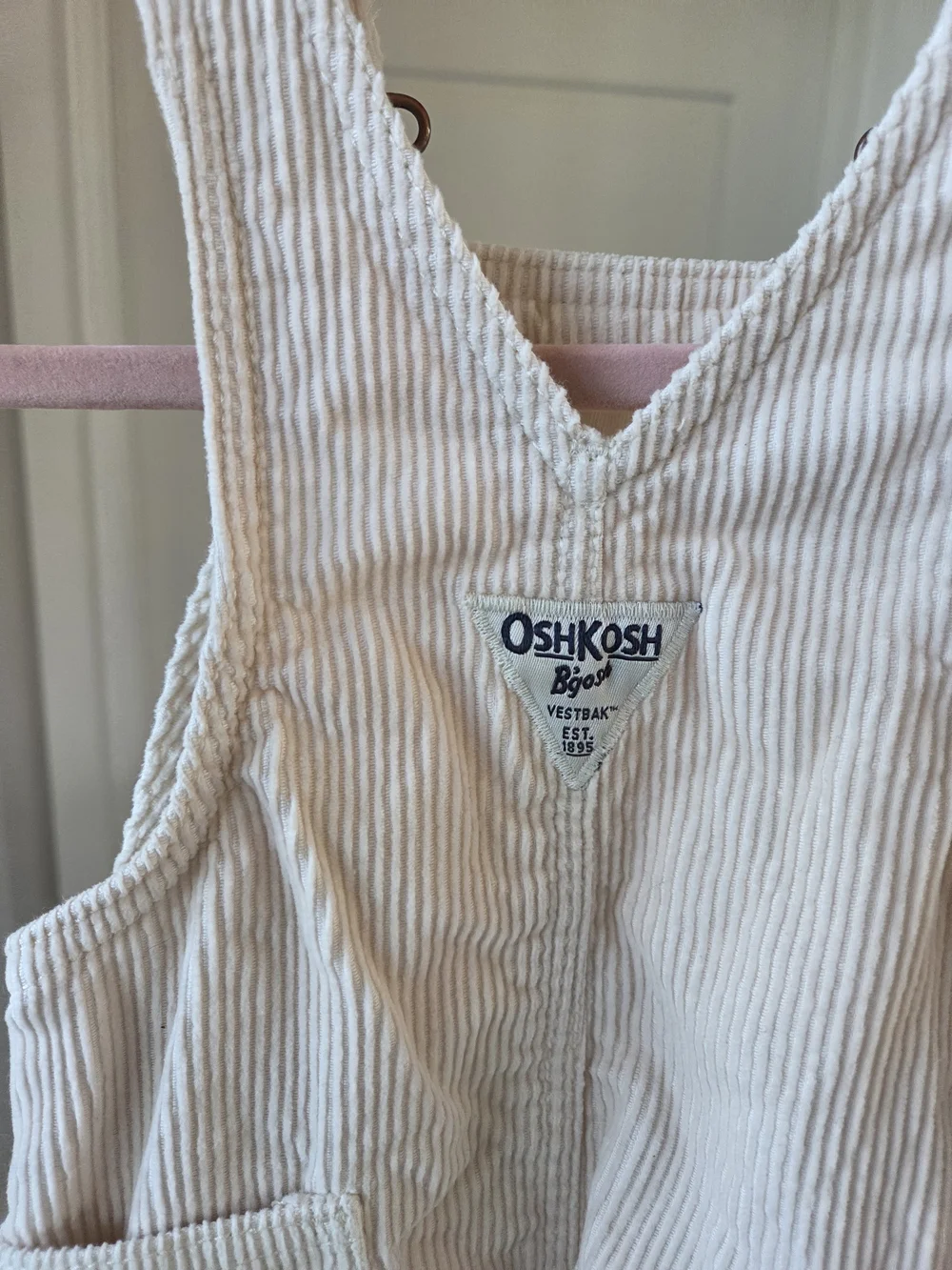 OshKosh B'gosh Cream Corduroy Kids Overalls with Front Bib